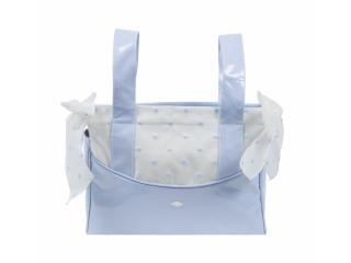 Colección Edén, complementos canastilla bebé: neceser, funda silla bebé, saco, sombrilla,